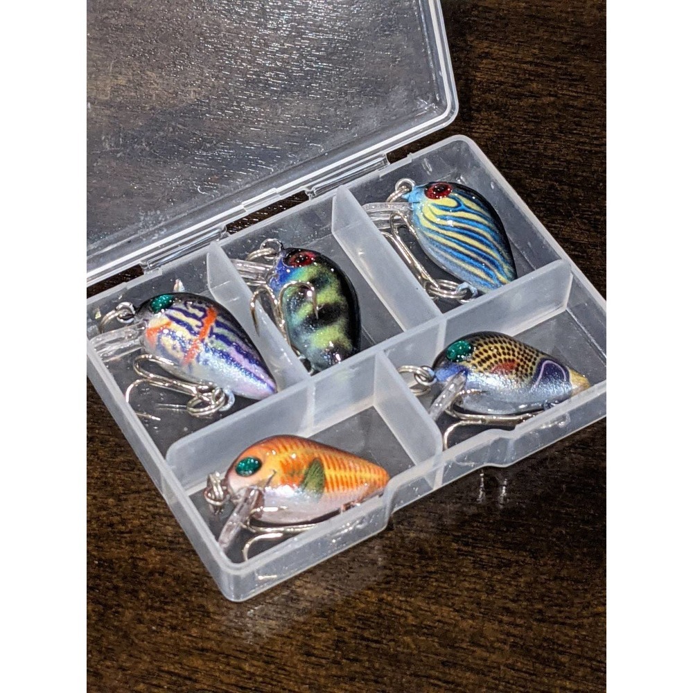 FIVE Small Fishing Lures - floating crankbait top water wobbler tackle fish